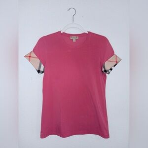 Burberry•short-sleeve tee with signature check cuffs